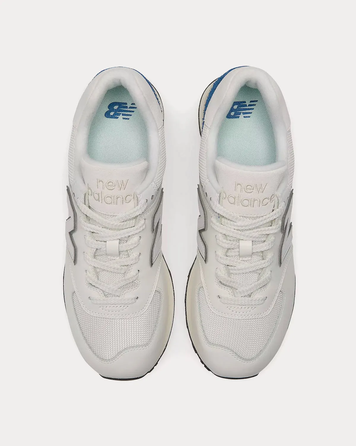 574 White / Royal Blue Low Top Sneakers