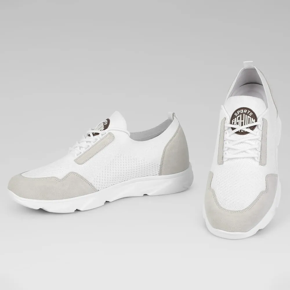 6 CM/2.36 Inches CMR CHAMARIPA Elevator Sneakers for Men -White Knit Design