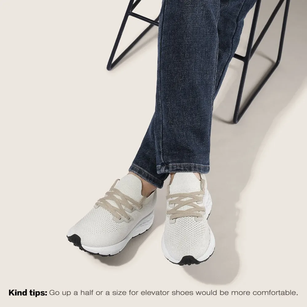 7 CM / 2.76 Inches CMR CHAMARIPA Knit Elevator Sneakers for Men - Off White Casual Height Boosting Shoes