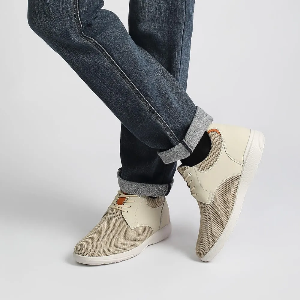 7CM / 2.76 Inches CMR CHAMARIPA Men's Elevator Shoes Beige Knit Casual Shoes