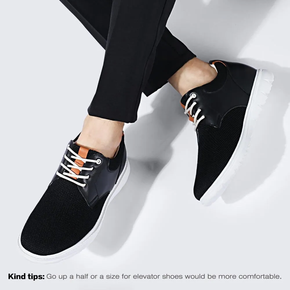7CM / 2.76 Inches CMR CHAMARIPA Step Up Your Style and Height with Black Knit Elevator Sneakers