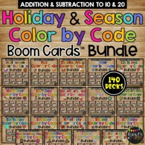 ALL Holidays and Seasons Color by Code BUNDLE Boom Cards™
