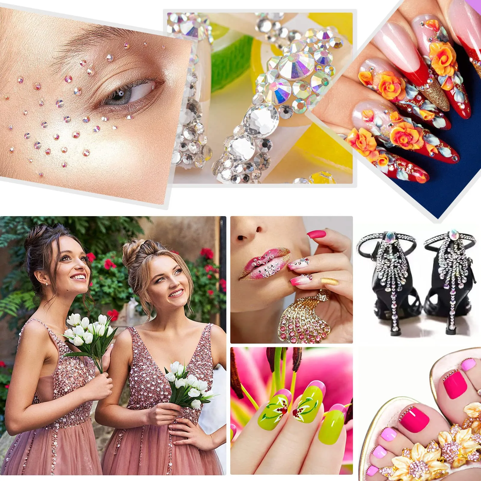 AUREHEN 10000PCs 2-6MM Clear AB Resin Flat Back Rhinestones, Round Non Hotfix Resin Rhinestones Nail Gems Stones with Tweezer & Picker Pen for Tumblers Nail Art & DIY Decoration