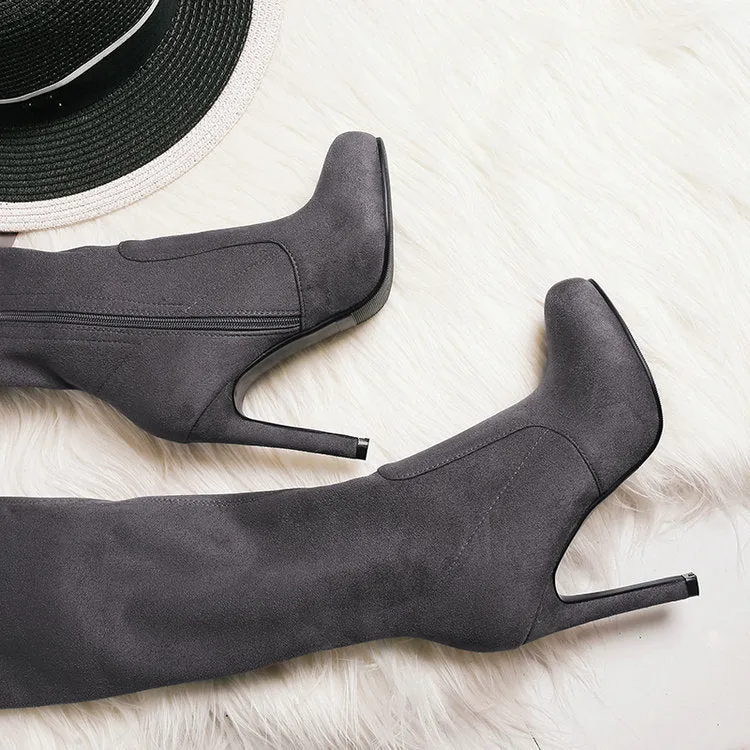 Autumn And Winter New Suede High Heel Knee Stretch Boots
