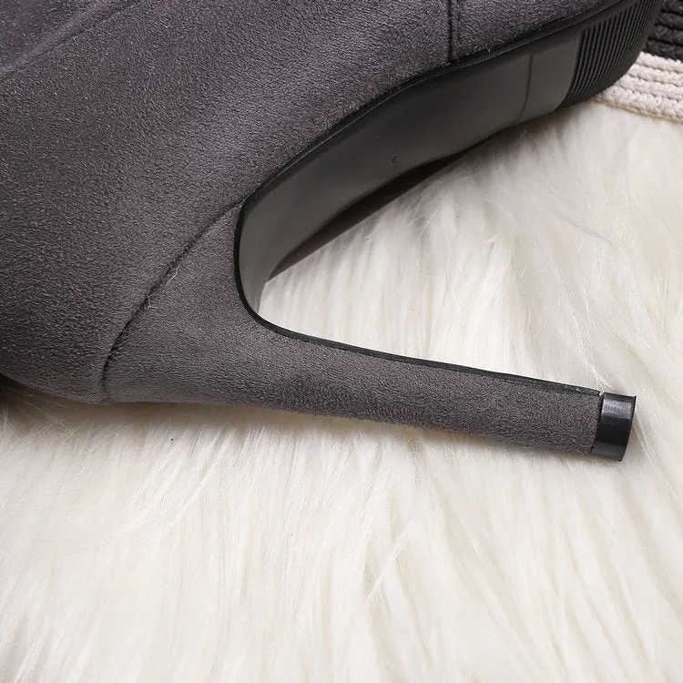 Autumn And Winter New Suede High Heel Knee Stretch Boots