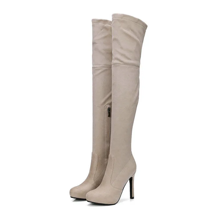 Autumn And Winter New Suede High Heel Knee Stretch Boots
