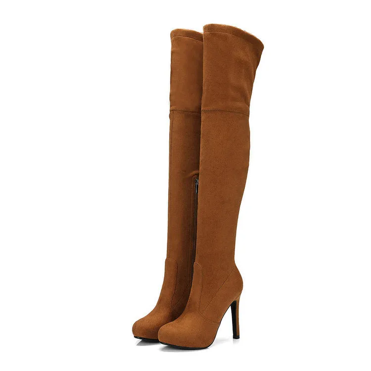 Autumn And Winter New Suede High Heel Knee Stretch Boots