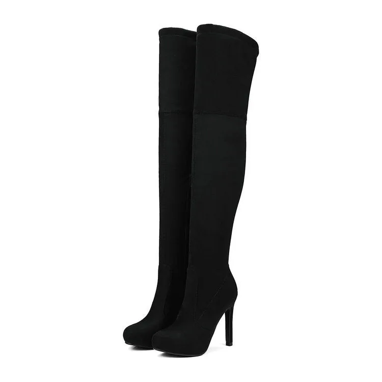 Autumn And Winter New Suede High Heel Knee Stretch Boots