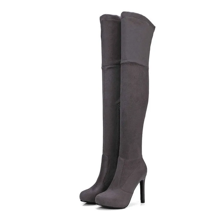 Autumn And Winter New Suede High Heel Knee Stretch Boots
