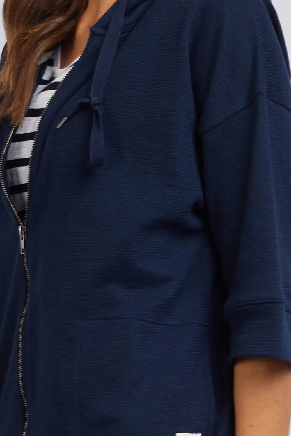 Beachy Zip Hoodie in Navy
