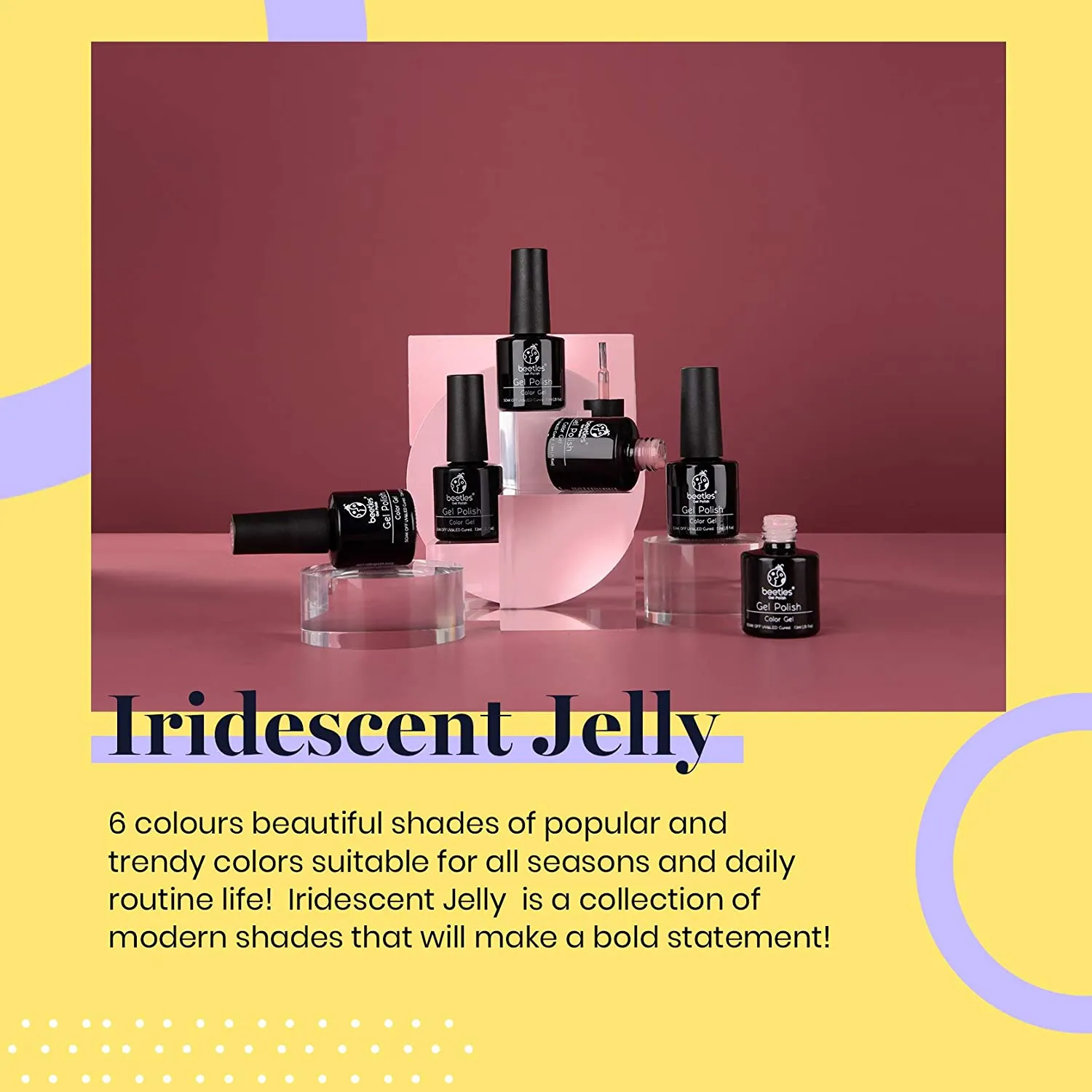 Beetles Jelly Gilitter Gel Nail Polish Set- 6pcs Colors Summer Rainbow Crystal Glitter Gel Polish See Through Nail Trend 2020 Soak Off Nail Polish Gel Manicure Kit Nail Art Design DIY Home