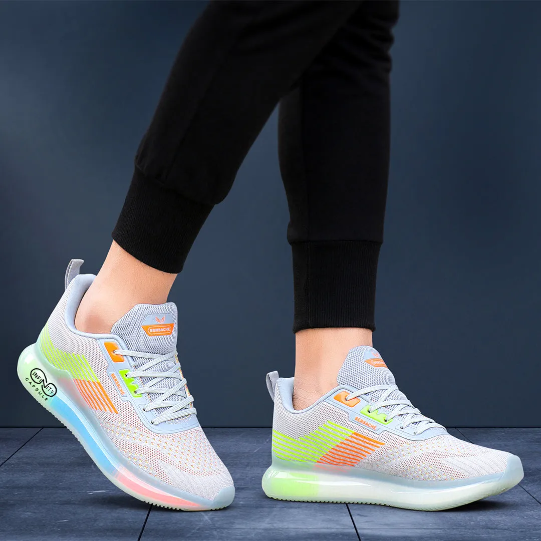 Bersache Lightweight Casual Sneaker Shoes For Men Grey-9027