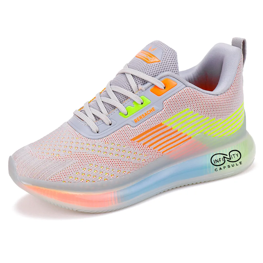 Bersache Lightweight Casual Sneaker Shoes For Men Grey-9027