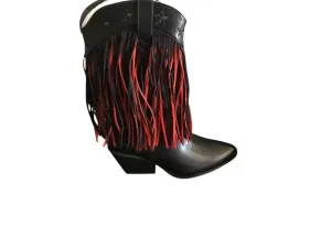 Black Combo Tassel Cowgirl Boots