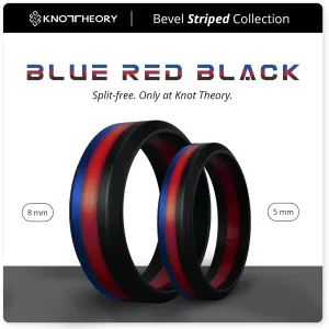 Blue Red Black Stripe Silicone Ring for Men and Women
