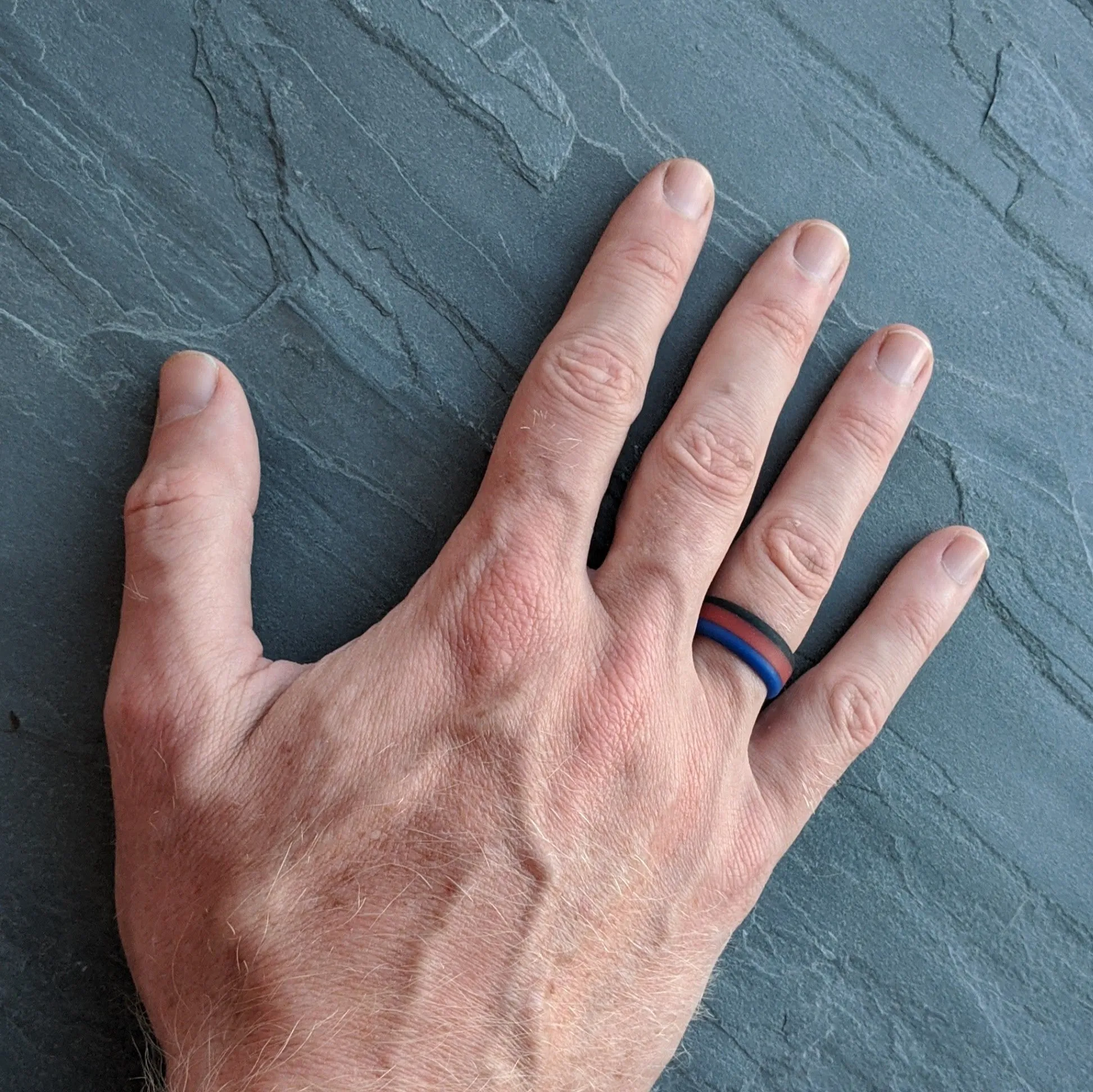 Blue Red Black Stripe Silicone Ring for Men and Women