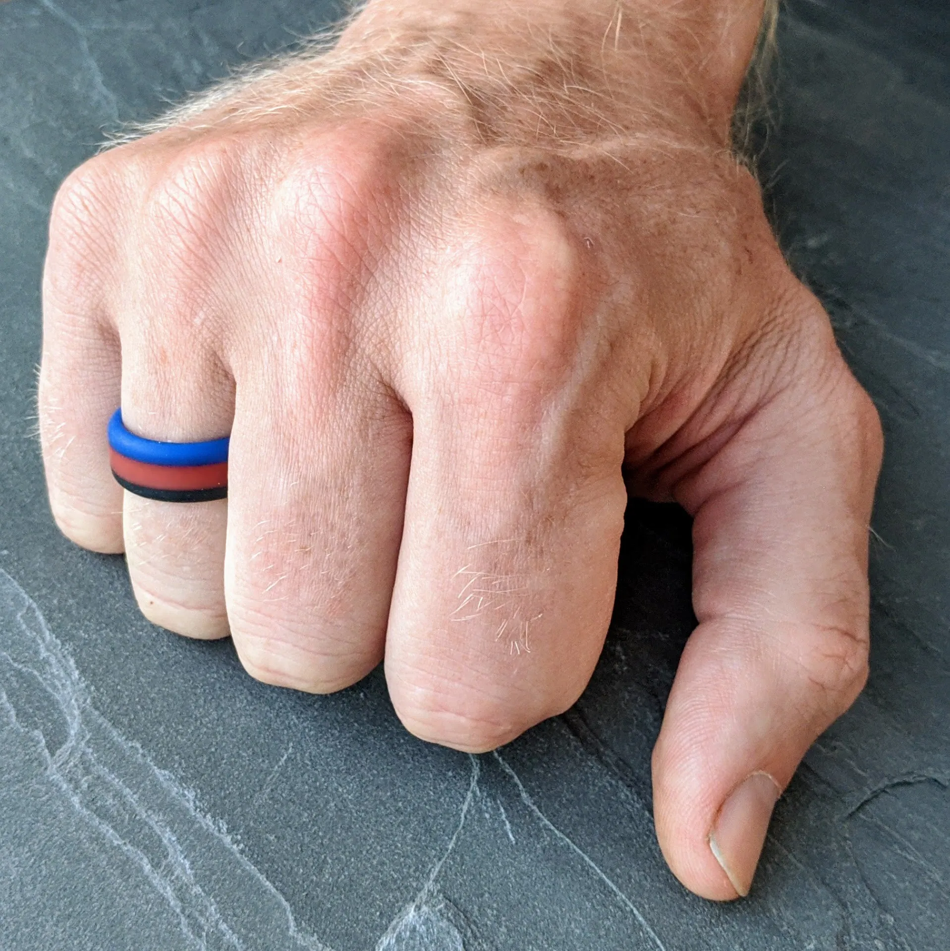 Blue Red Black Stripe Silicone Ring for Men and Women