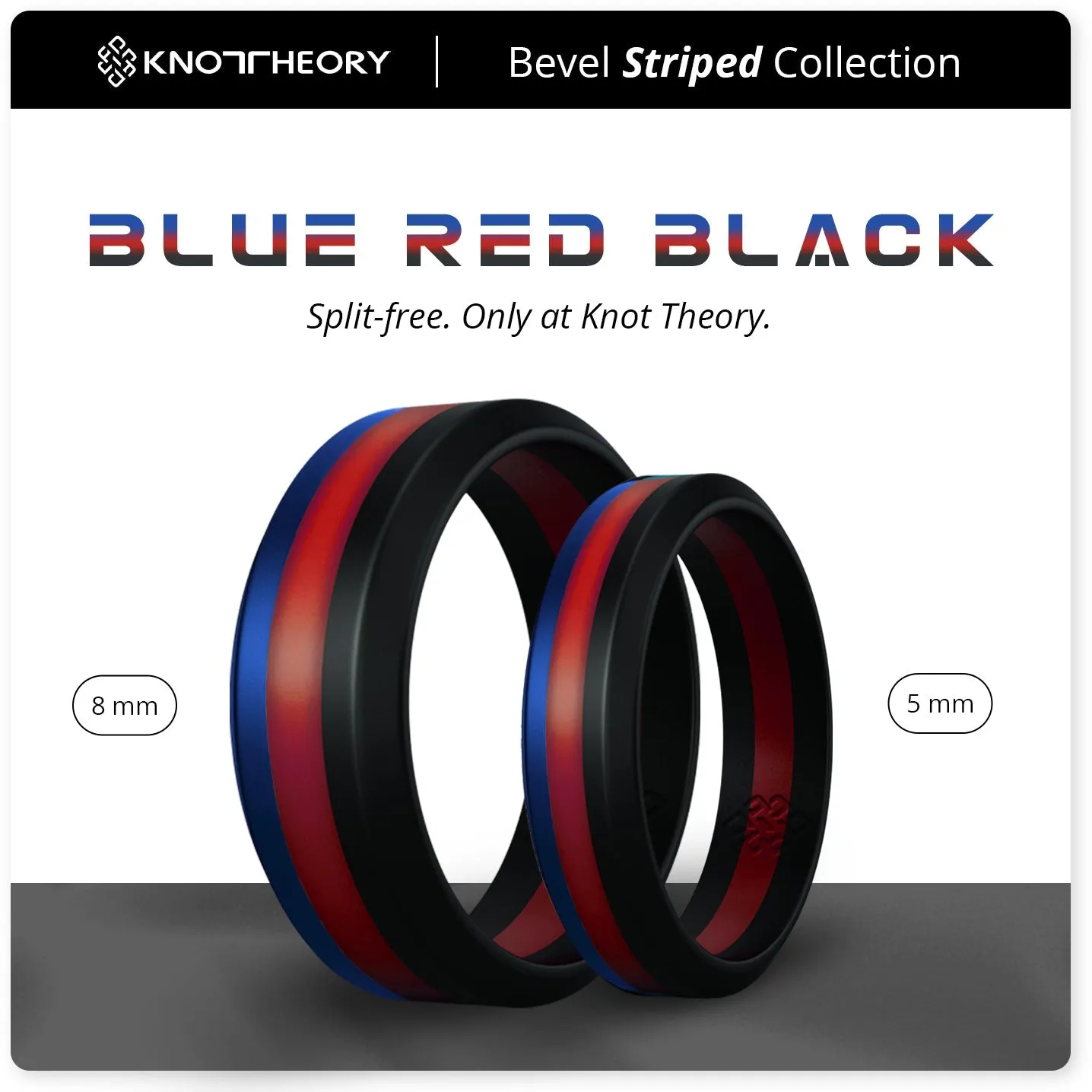 Blue Red Black Stripe Silicone Ring for Men and Women