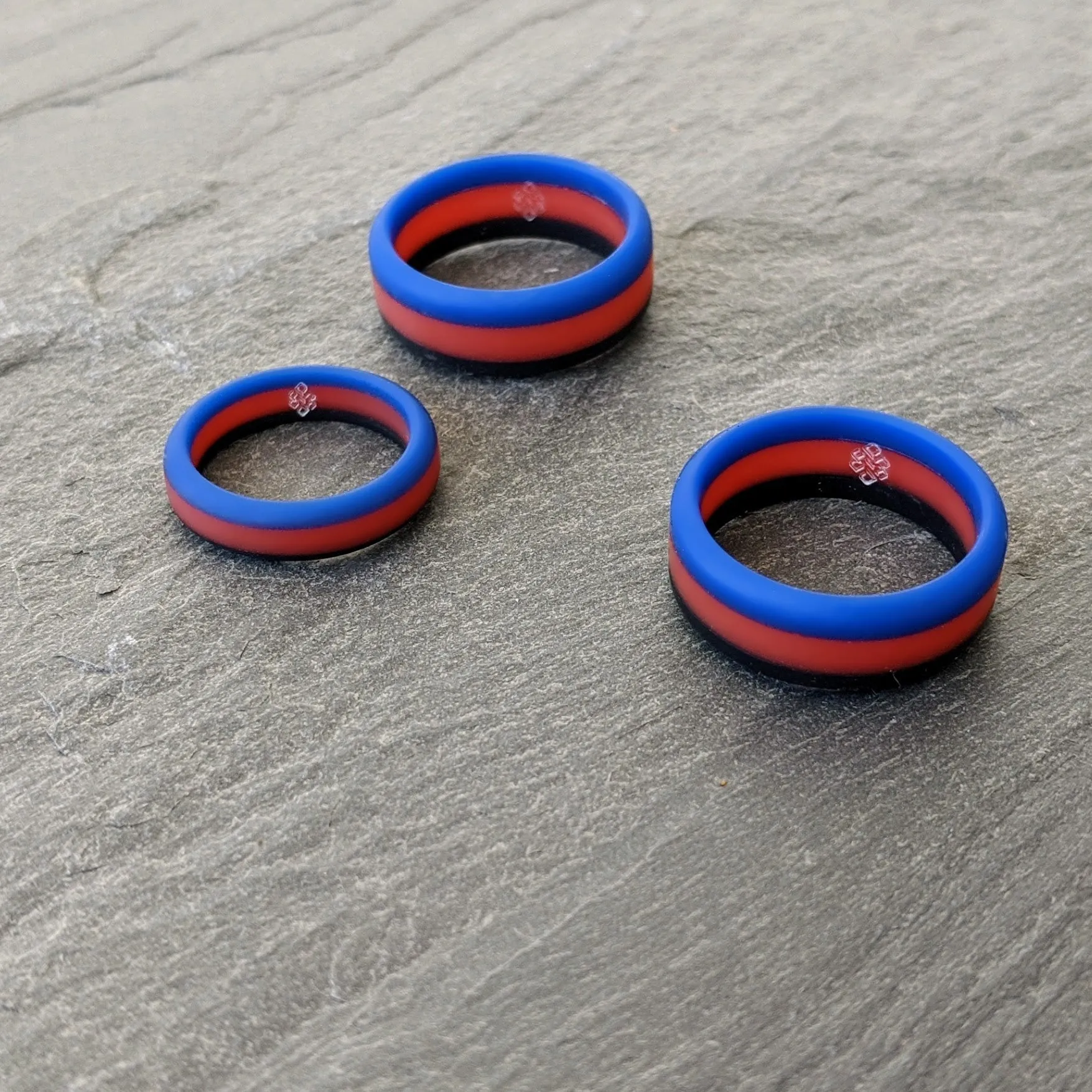 Blue Red Black Stripe Silicone Ring for Men and Women