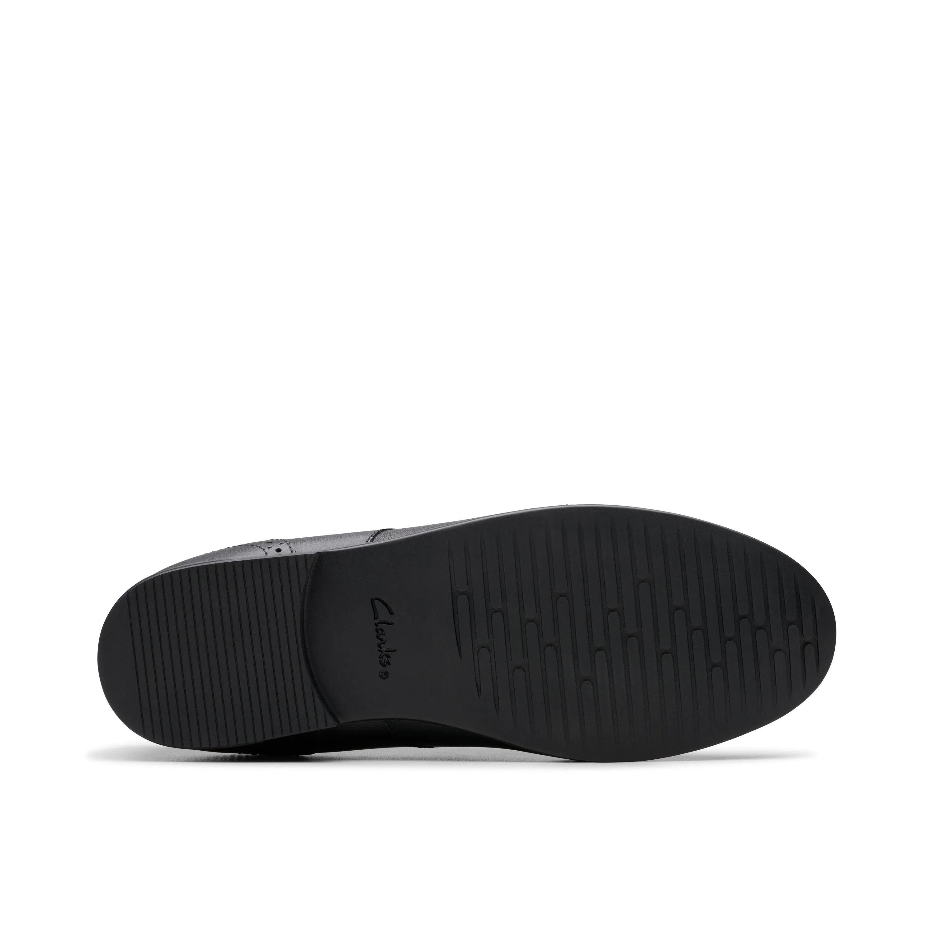 Clarks Finja Brogue Y Girls Black School Shoe