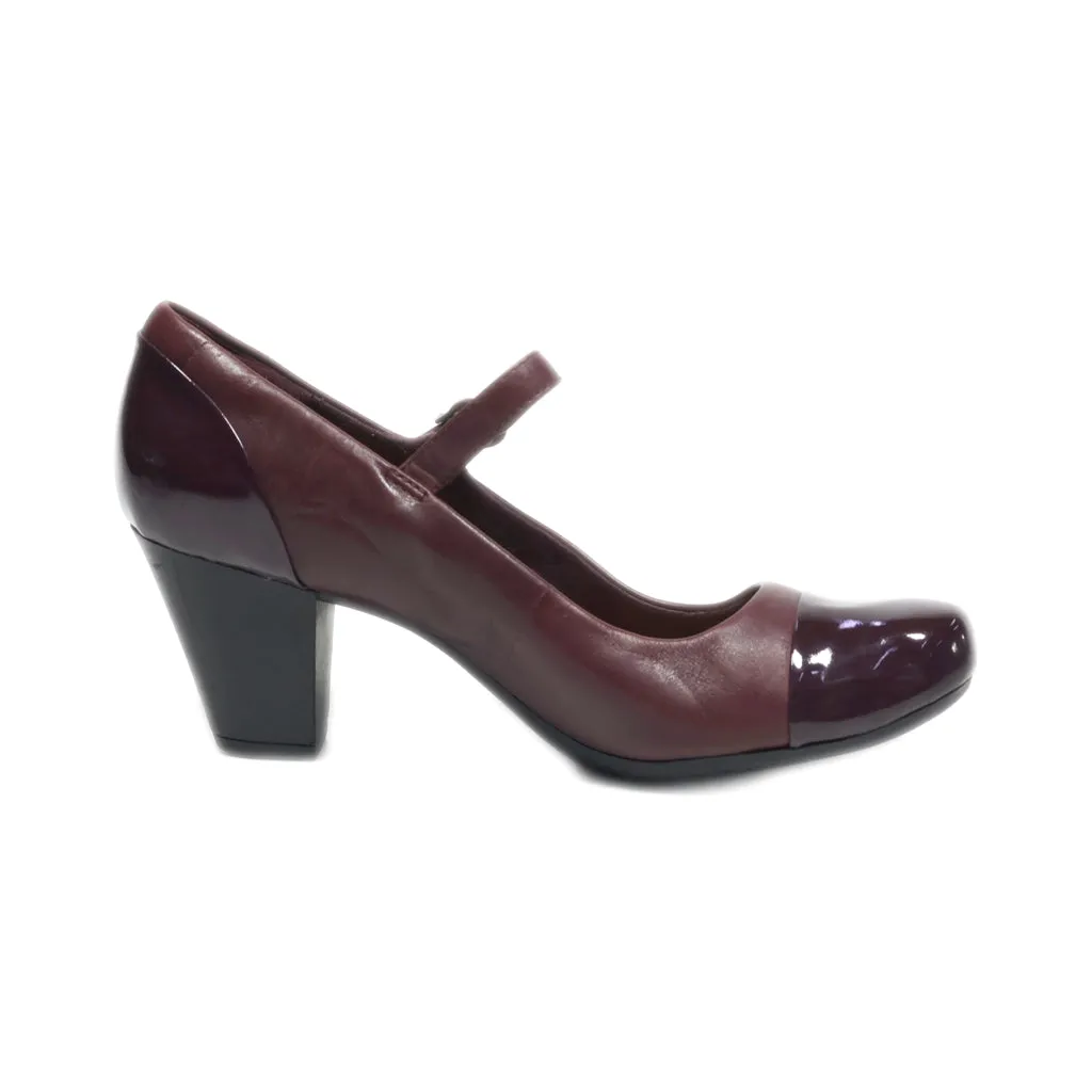 Clarks High-Heel Shoes Leather Maroon Colour For Women