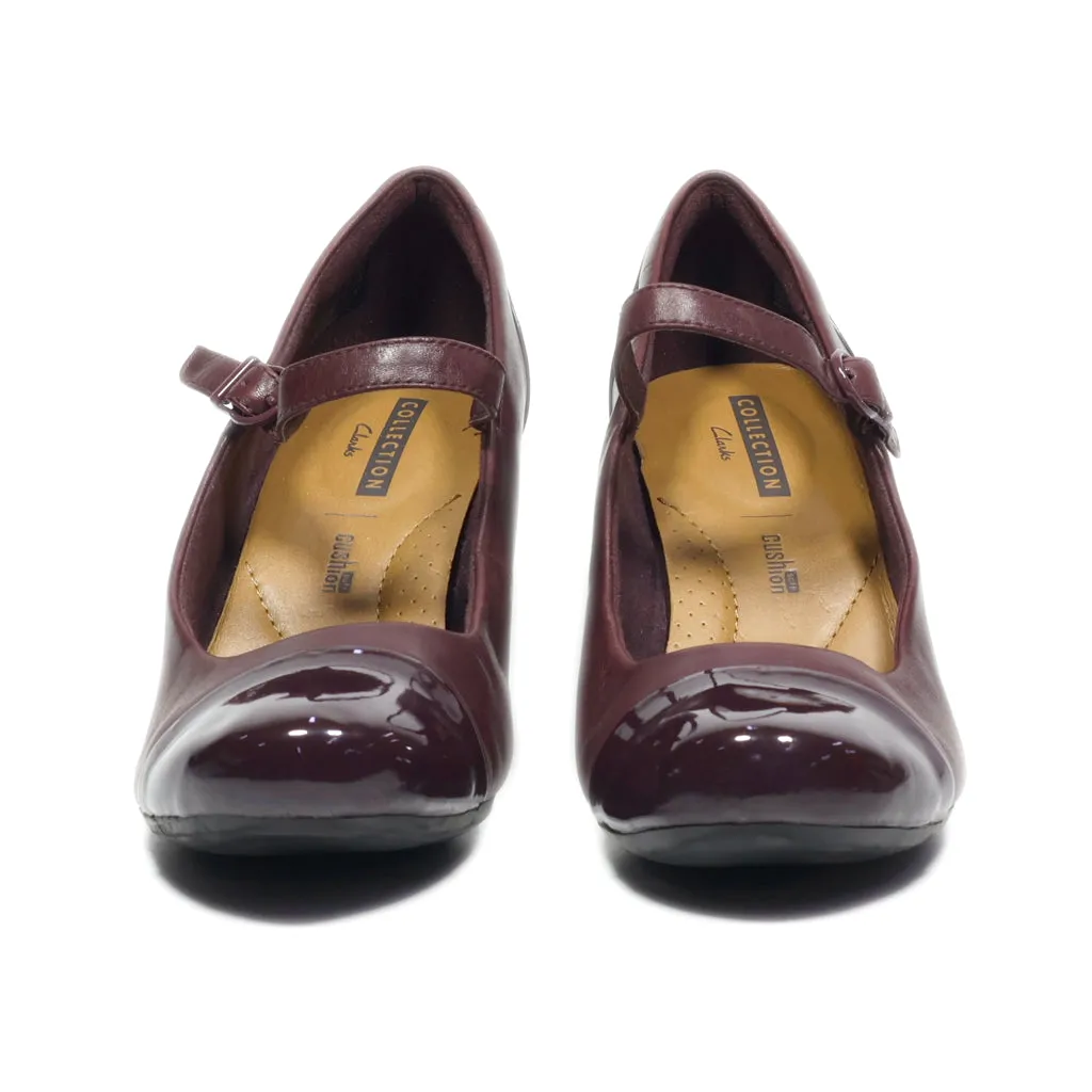 Clarks High-Heel Shoes Leather Maroon Colour For Women
