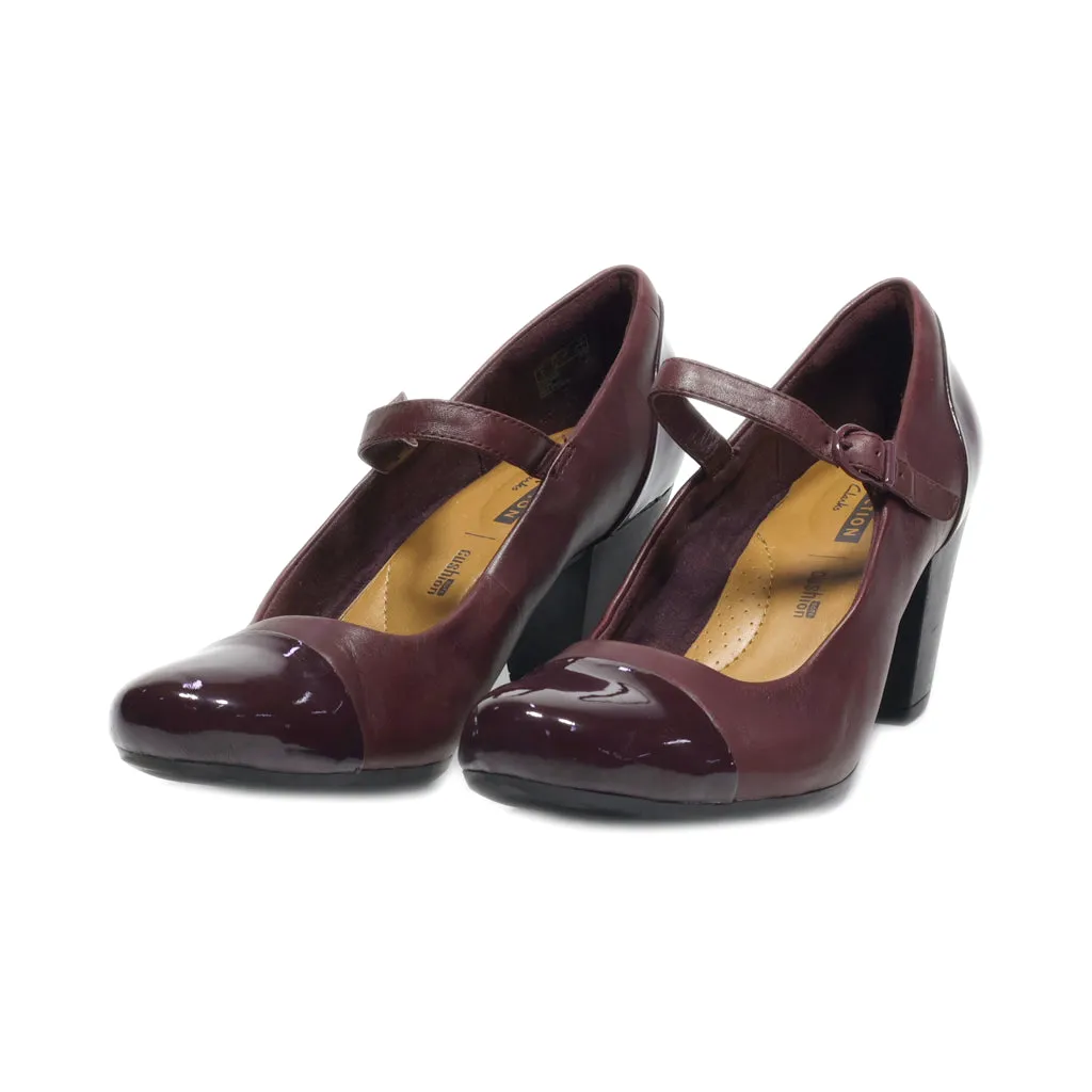 Clarks High-Heel Shoes Leather Maroon Colour For Women