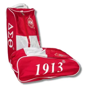 Delta Sigma Theta ΔΣΘ Shield Red & White Canvas Shoe Bag with Zippered Mesh