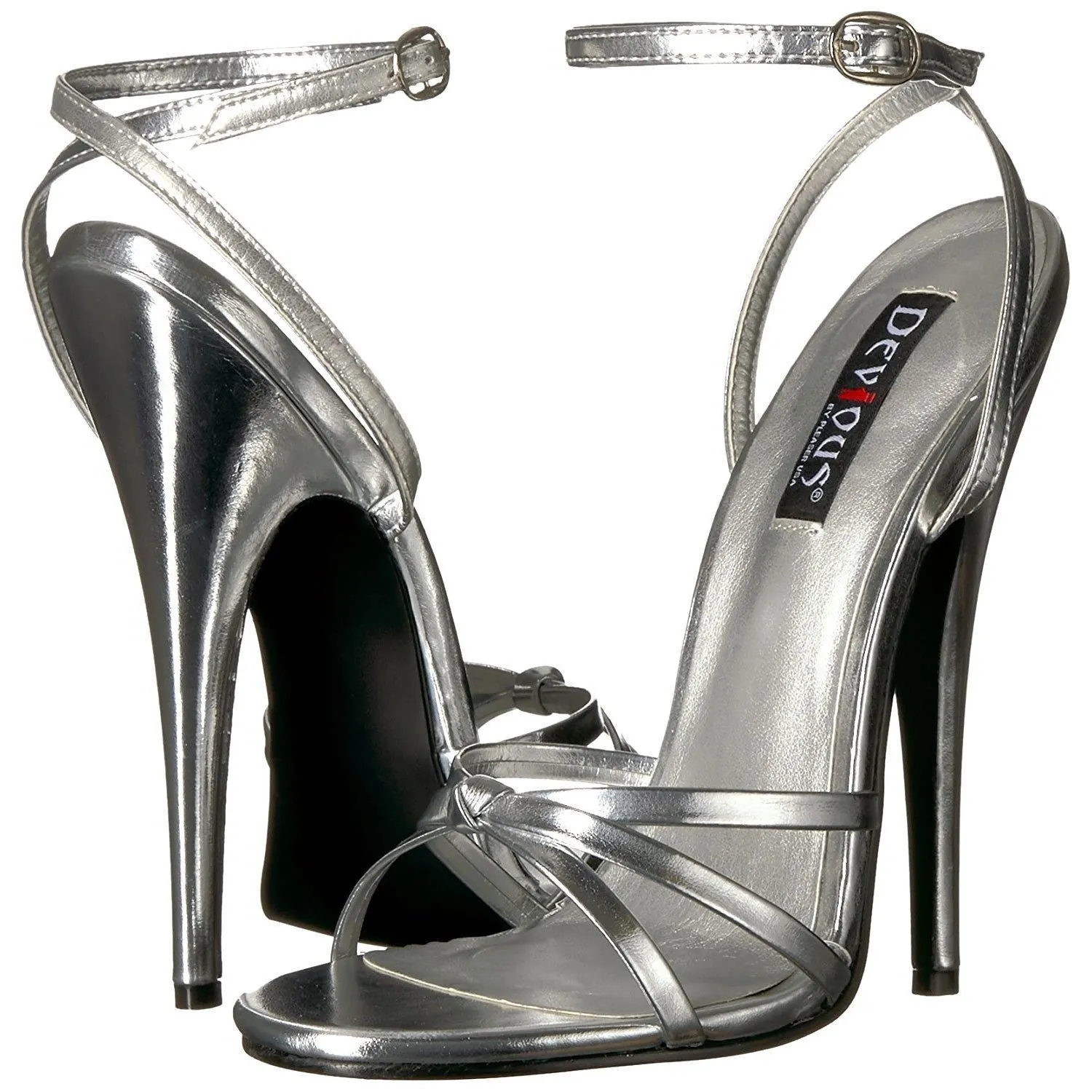 Domina 108 Sandal with 6 inch heel - Silver Metallic