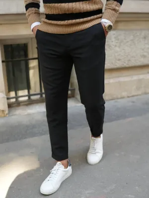 Donato Black Tapered Cut Lightweight Chino