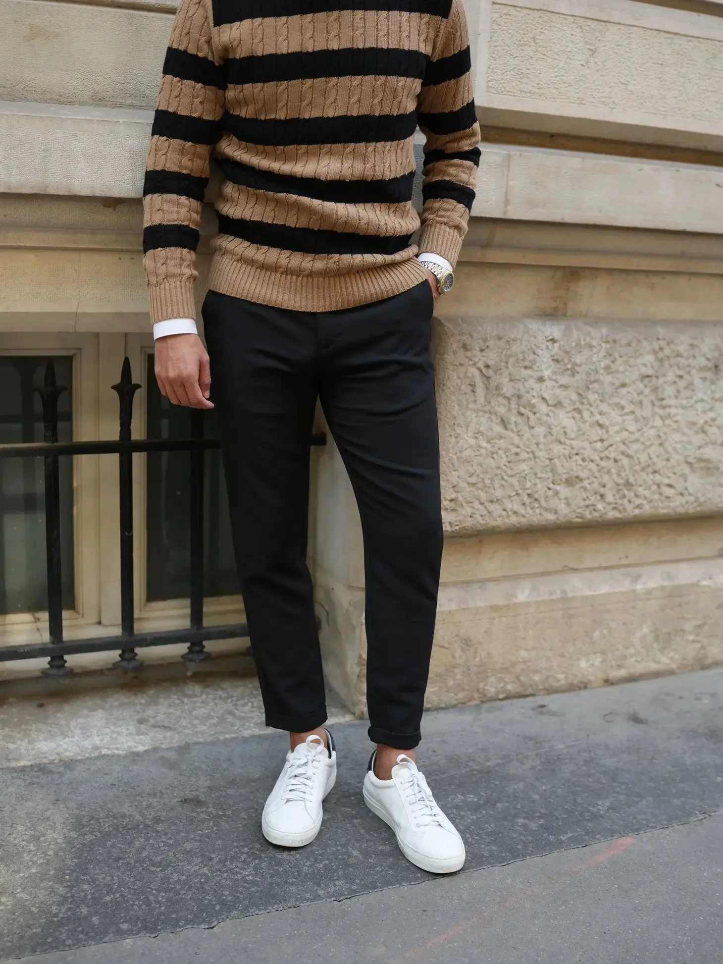 Donato Black Tapered Cut Lightweight Chino