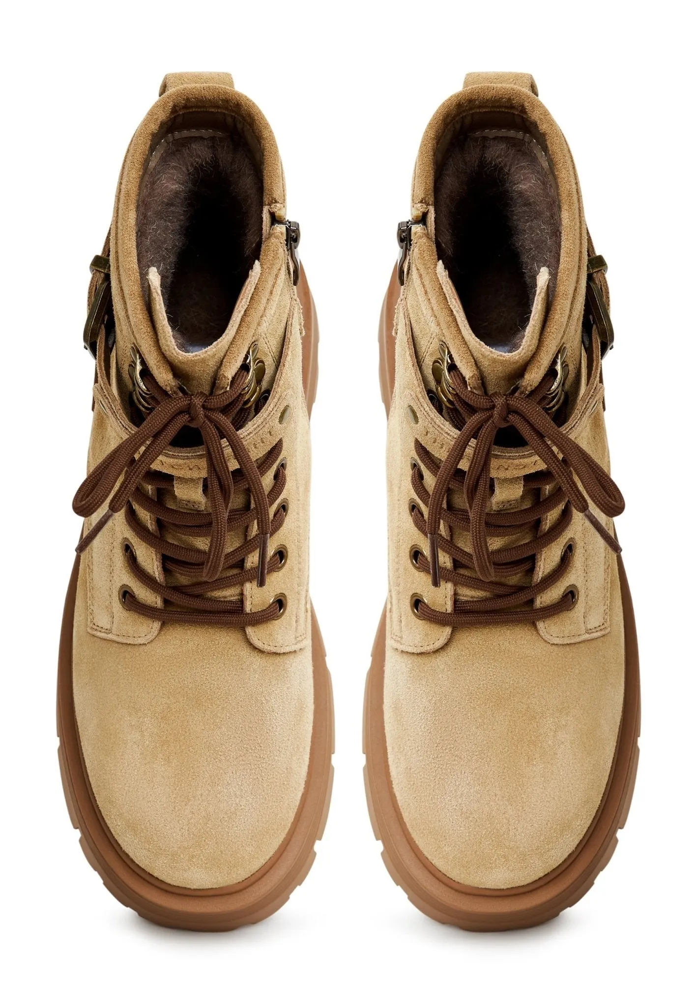Elegant Platform Ankle Boots - Beige