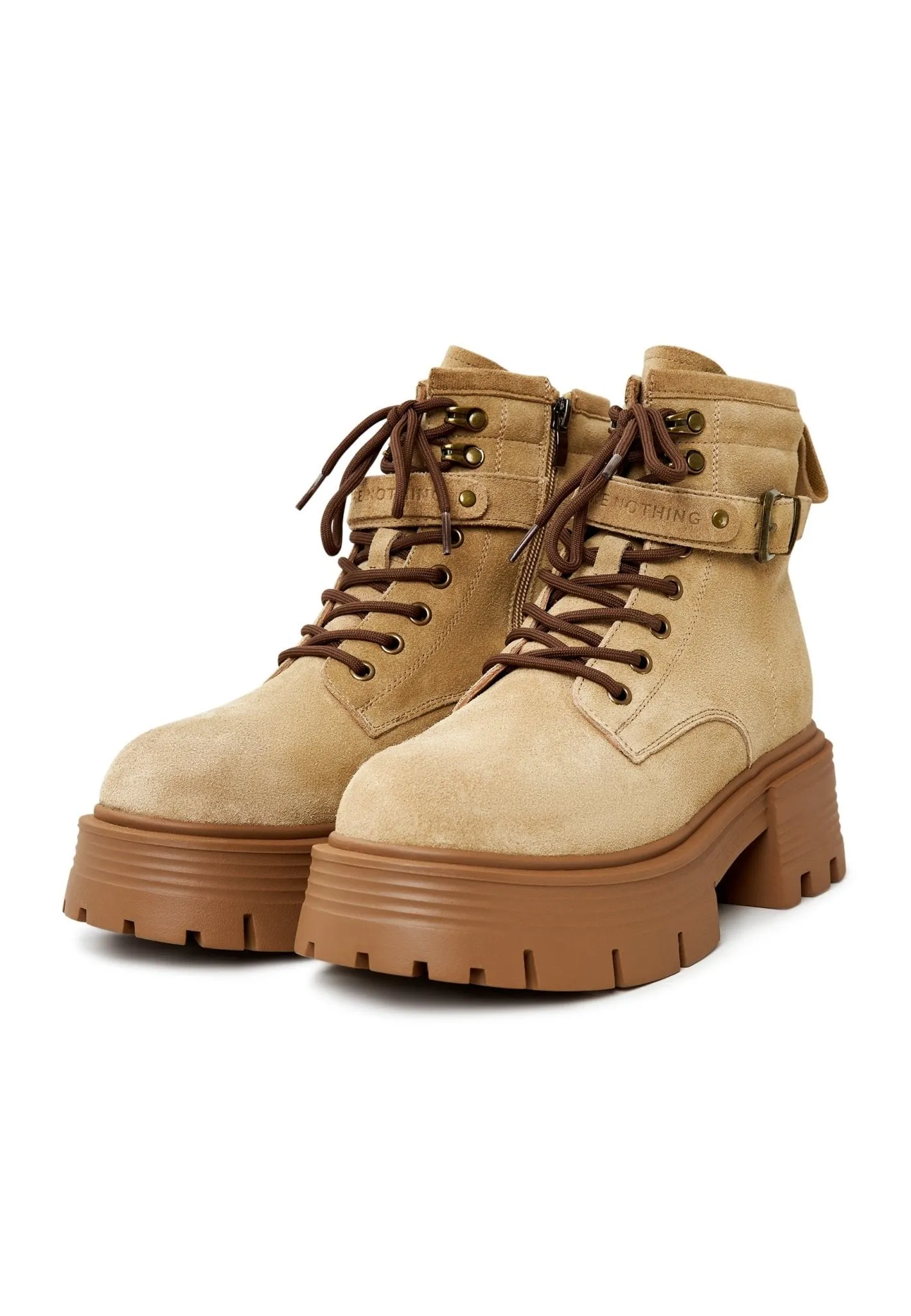 Elegant Platform Ankle Boots - Beige