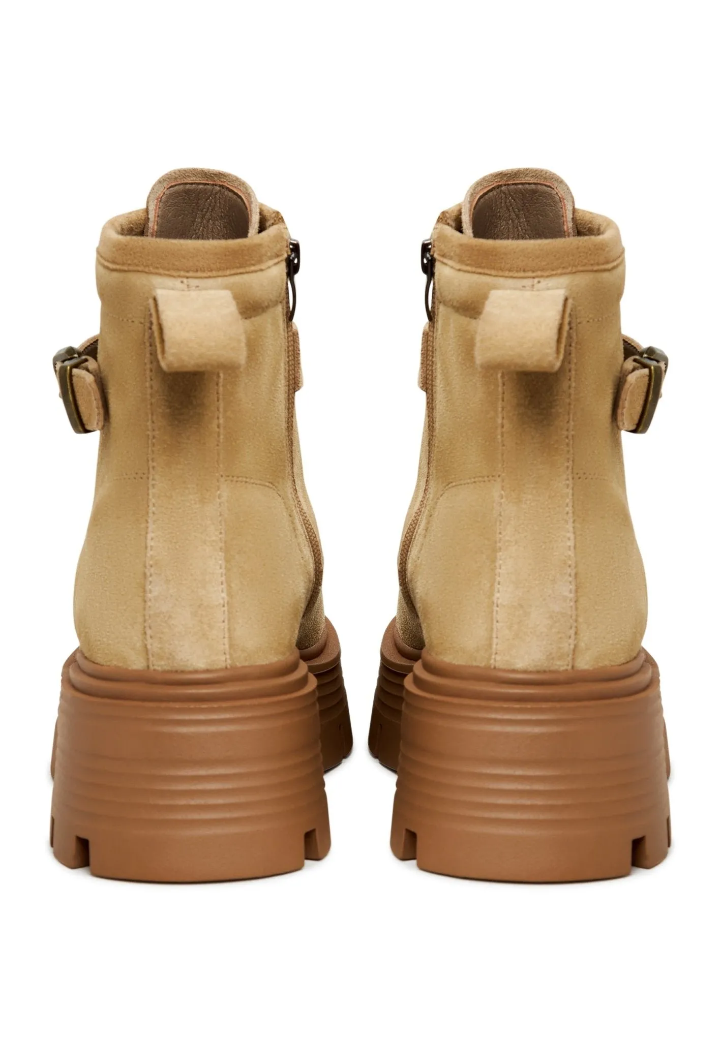 Elegant Platform Ankle Boots - Beige