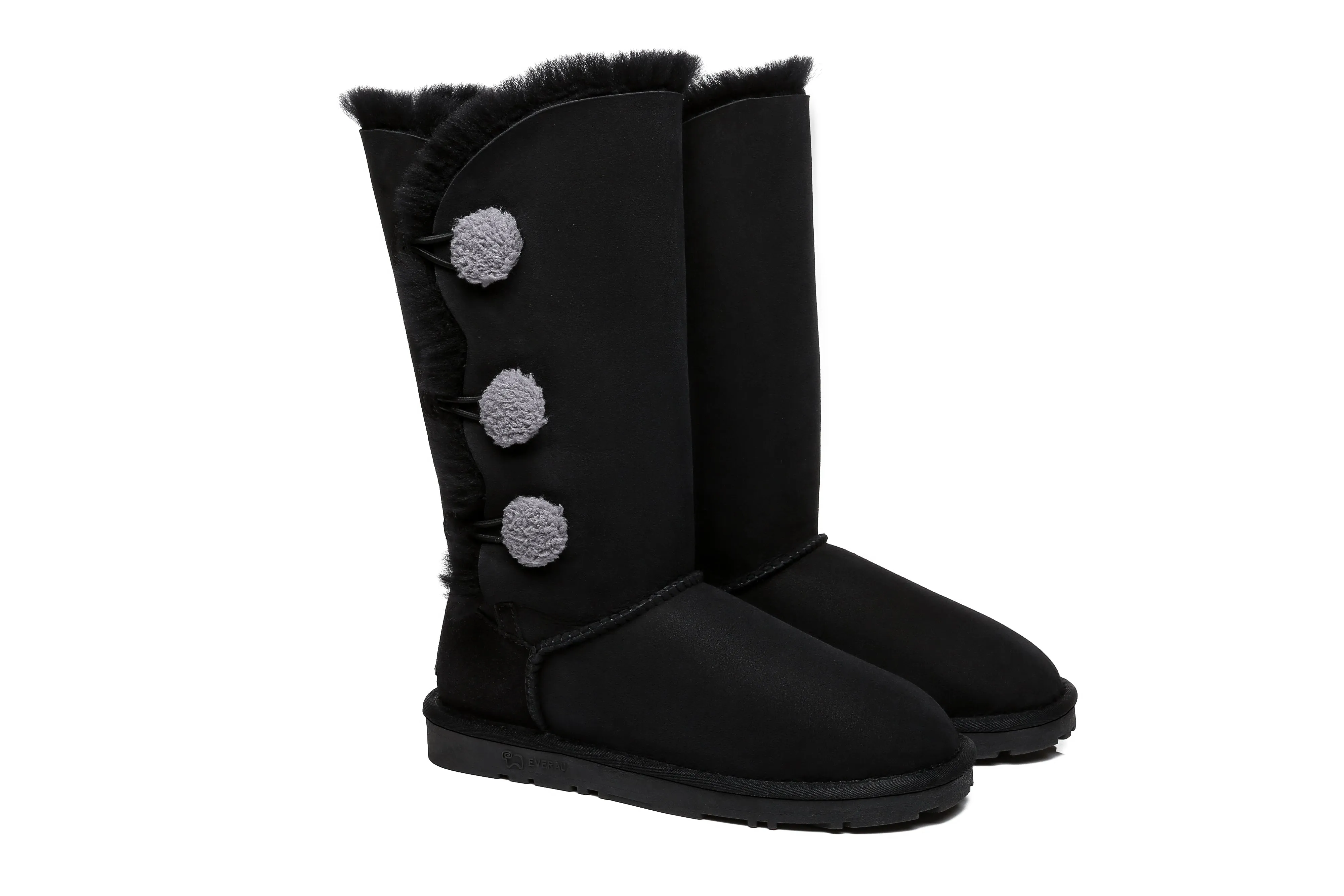 EVERAU® Tall Triple button Sheepskin Boots Espina