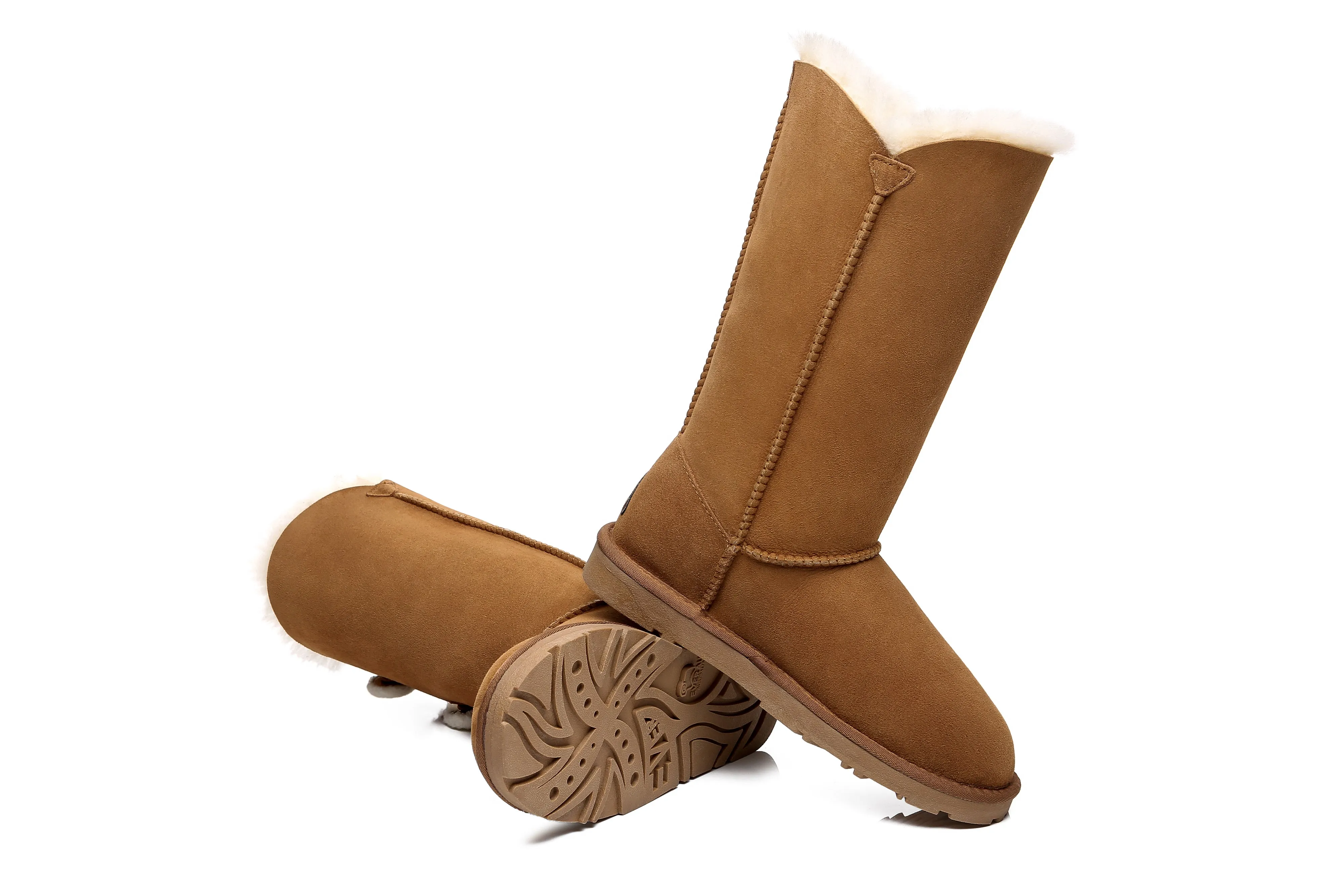 EVERAU® Tall Triple button Sheepskin Boots Espina