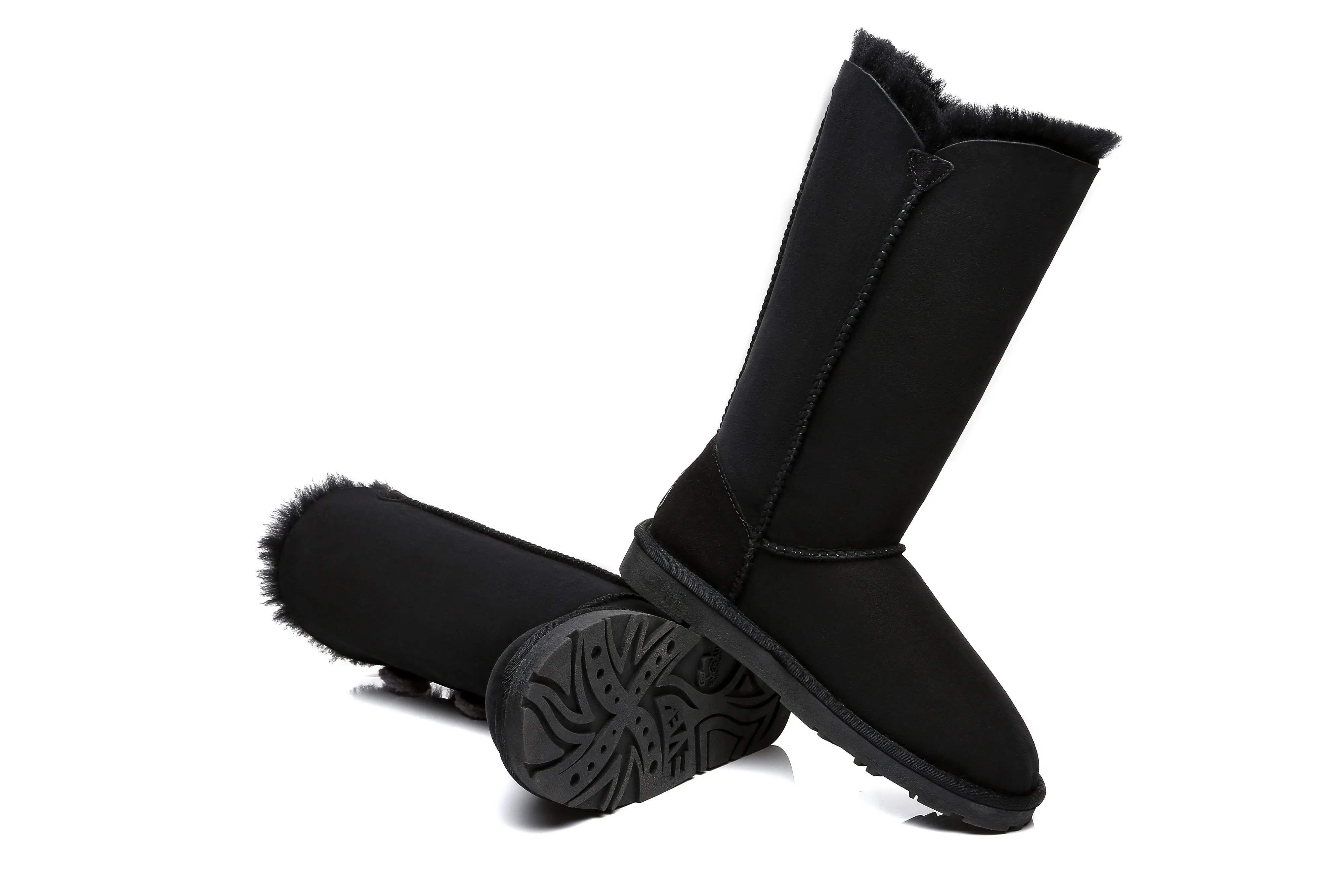 EVERAU® Tall Triple button Sheepskin Boots Espina