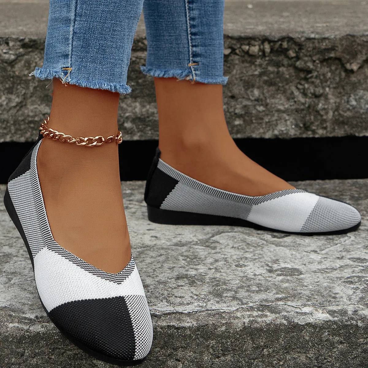 Fashion Colorblock Breathable Flats