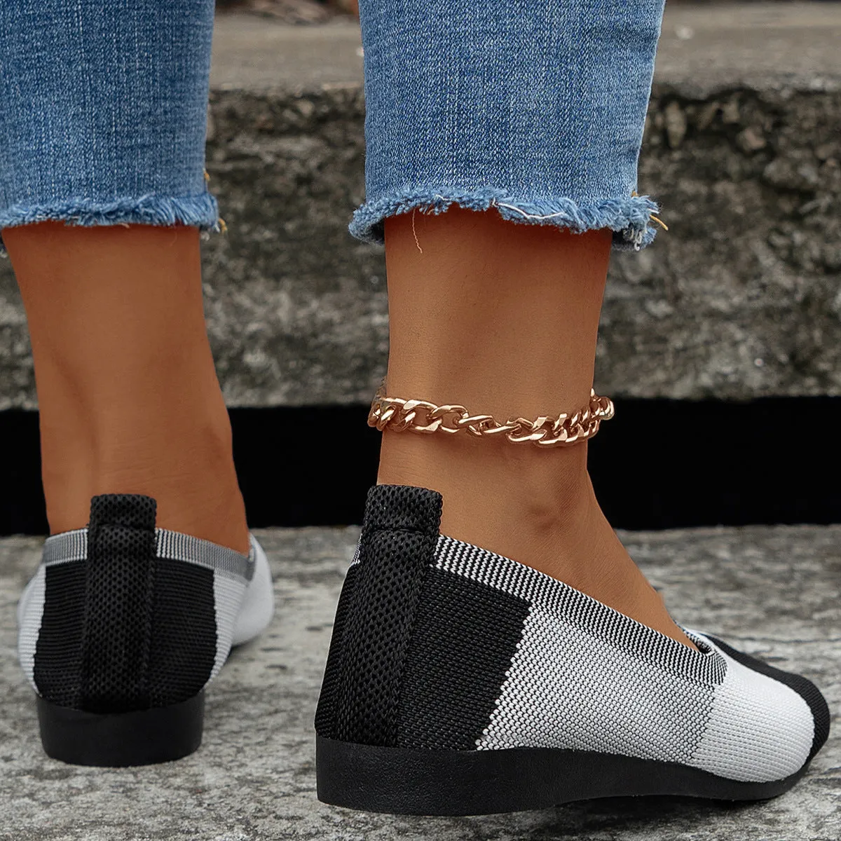 Fashion Colorblock Breathable Flats