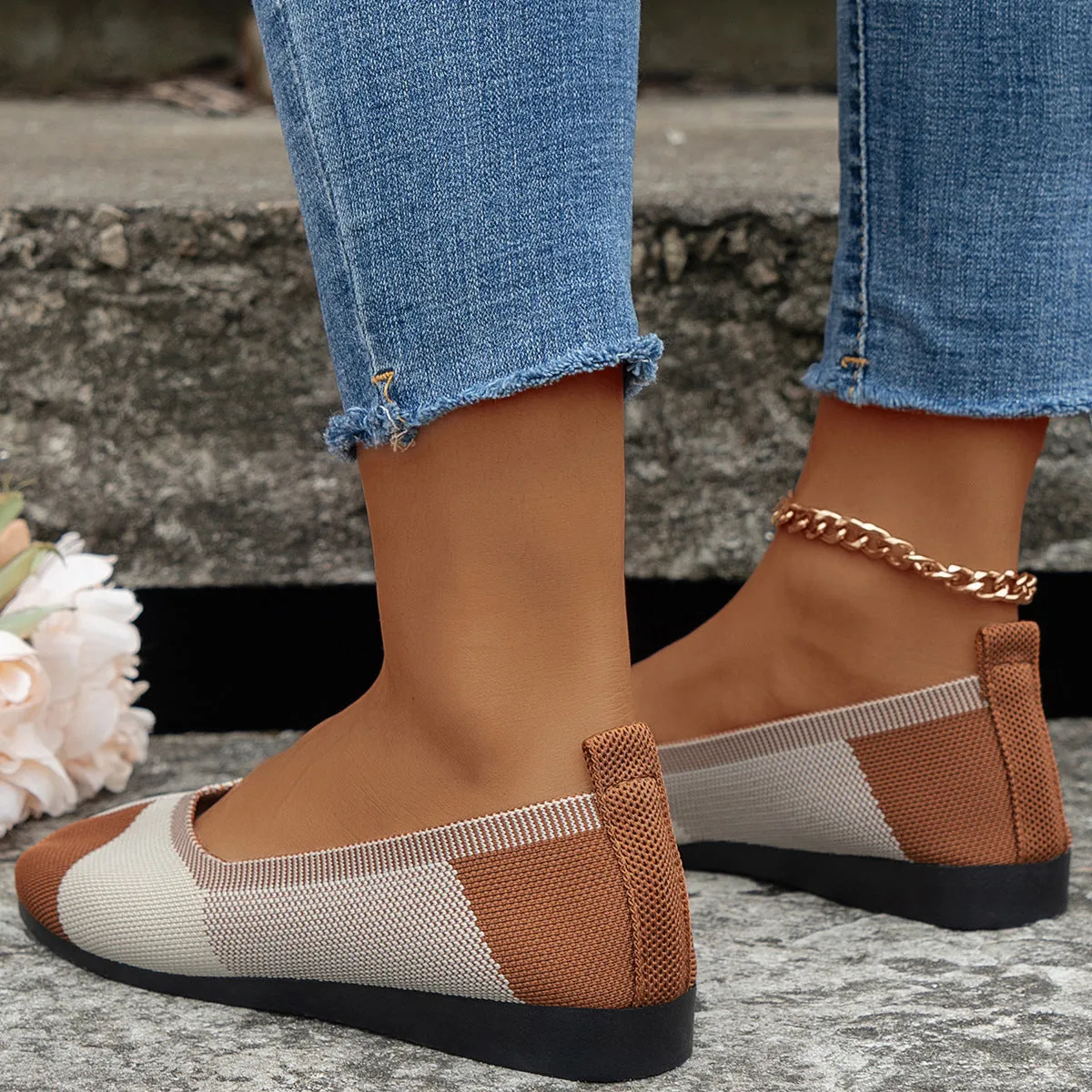 Fashion Colorblock Breathable Flats