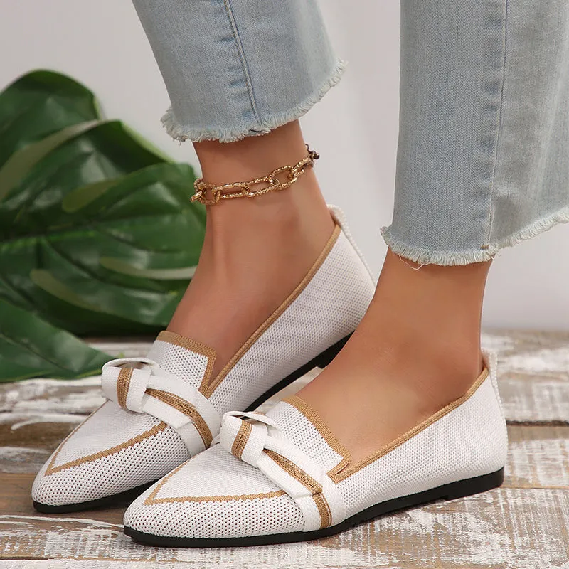 Fashion Pointed Toe Bow Slip-Ons