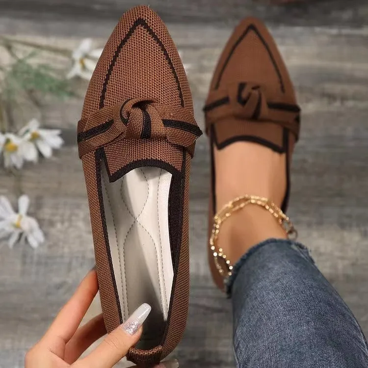Fashion Pointed Toe Bow Slip-Ons