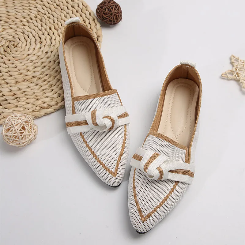Fashion Pointed Toe Bow Slip-Ons