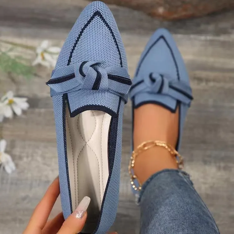 Fashion Pointed Toe Bow Slip-Ons