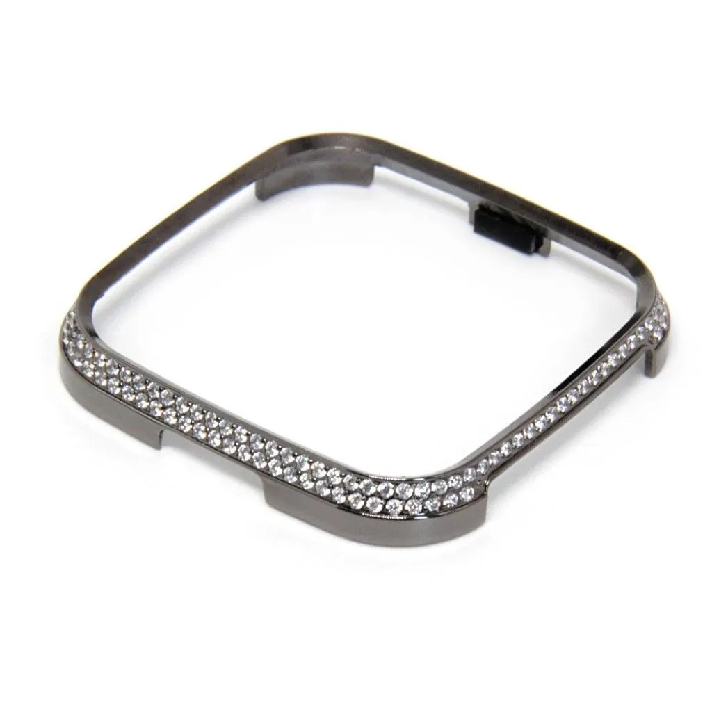 Fitbit Versa double rows rhinestone décor aluminium alloy case - Black