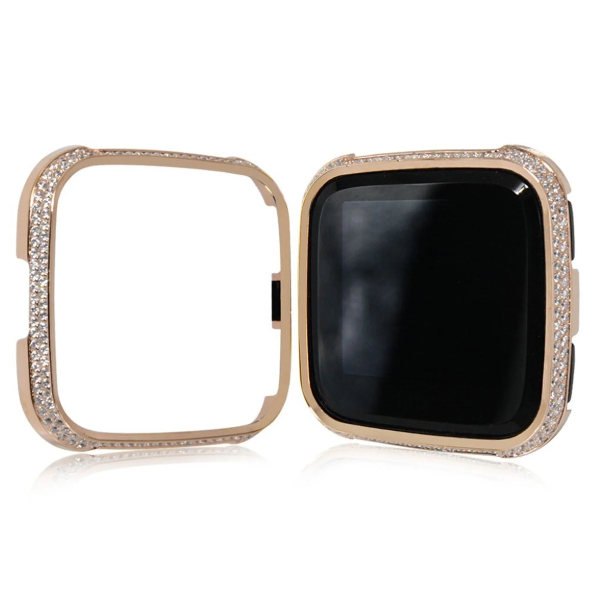 Fitbit Versa rhinestone décor aluminium alloy case - Rose Gold