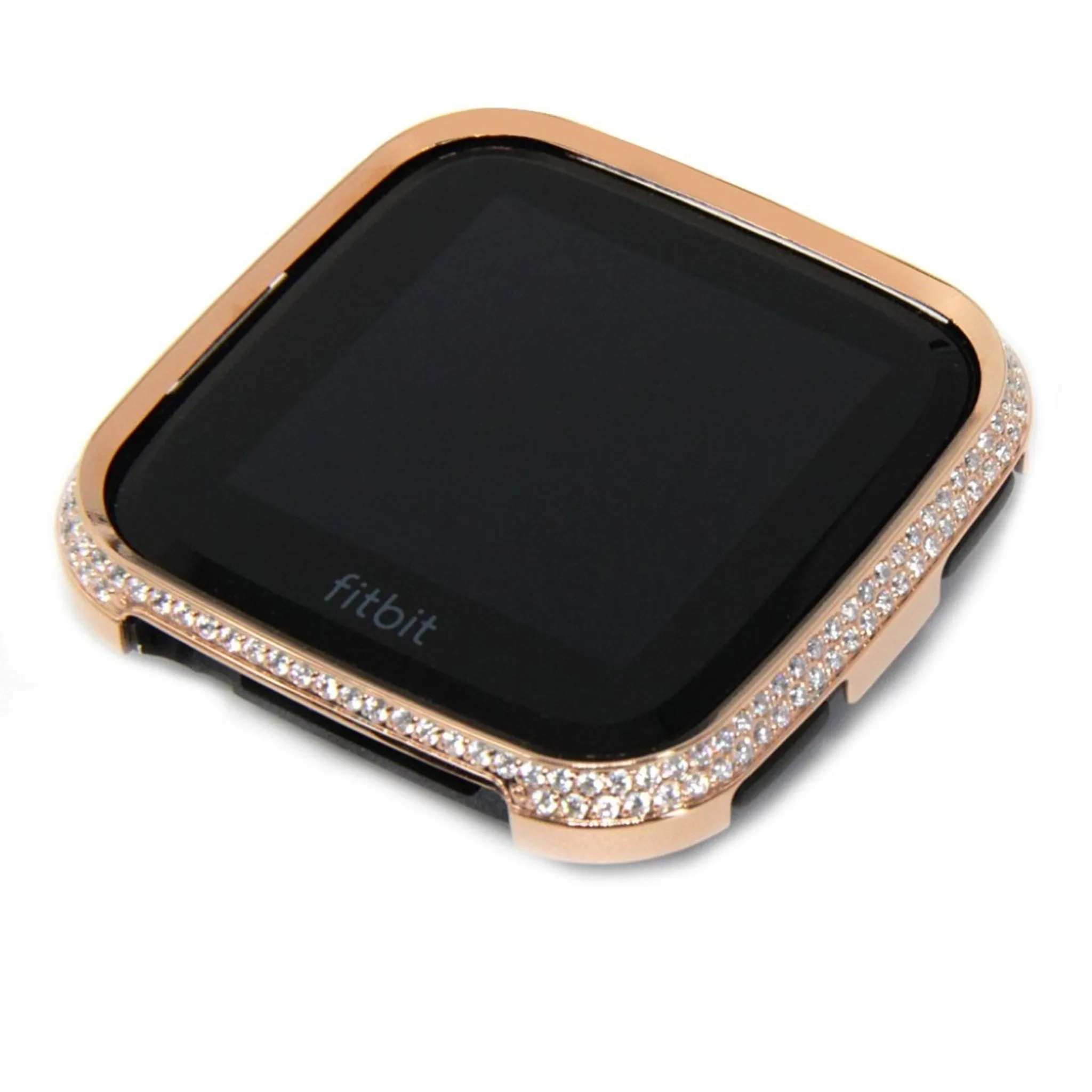 Fitbit Versa rhinestone décor aluminium alloy case - Rose Gold