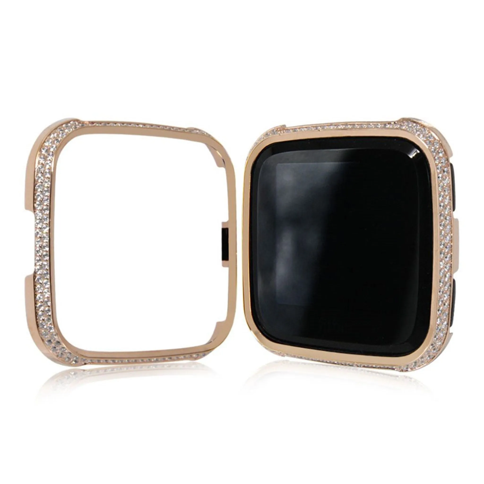 Fitbit Versa rhinestone décor aluminium alloy case - Rose Gold