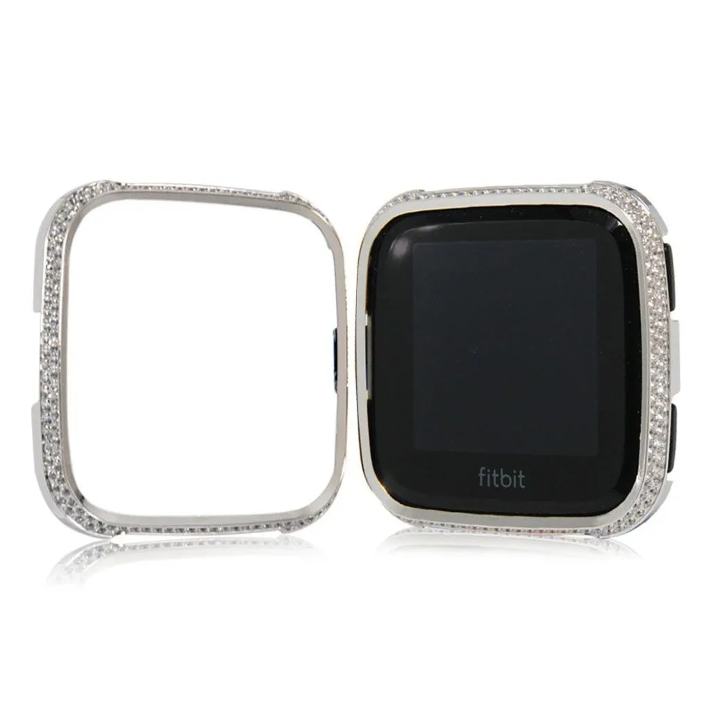 Fitbit Versa rhinestone décor aluminium alloy case - Silver