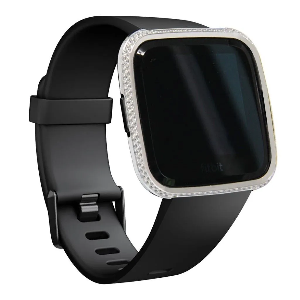 Fitbit Versa rhinestone décor aluminium alloy case - Silver